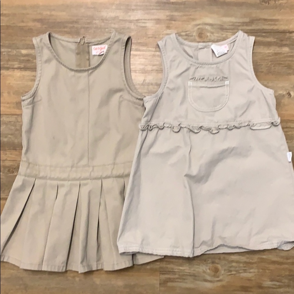 Girls Uniform Khaki Dresses Set. Size 3T